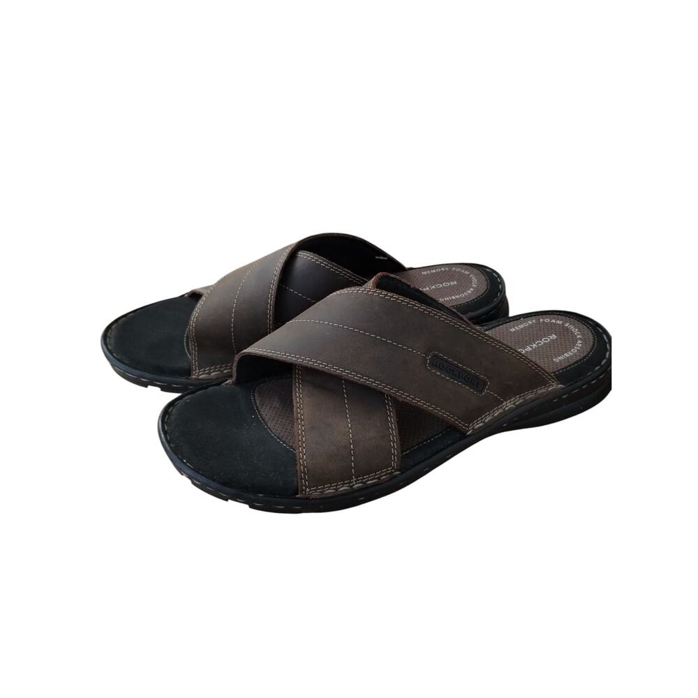 Rockport Men's size 11 Leather Darwyn Summer Memory foam Casual Beach Sandal
